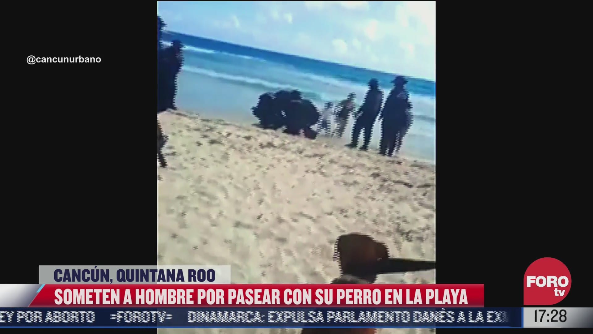 video policias agreden y someten a hombre por paseo a su perro en la playa