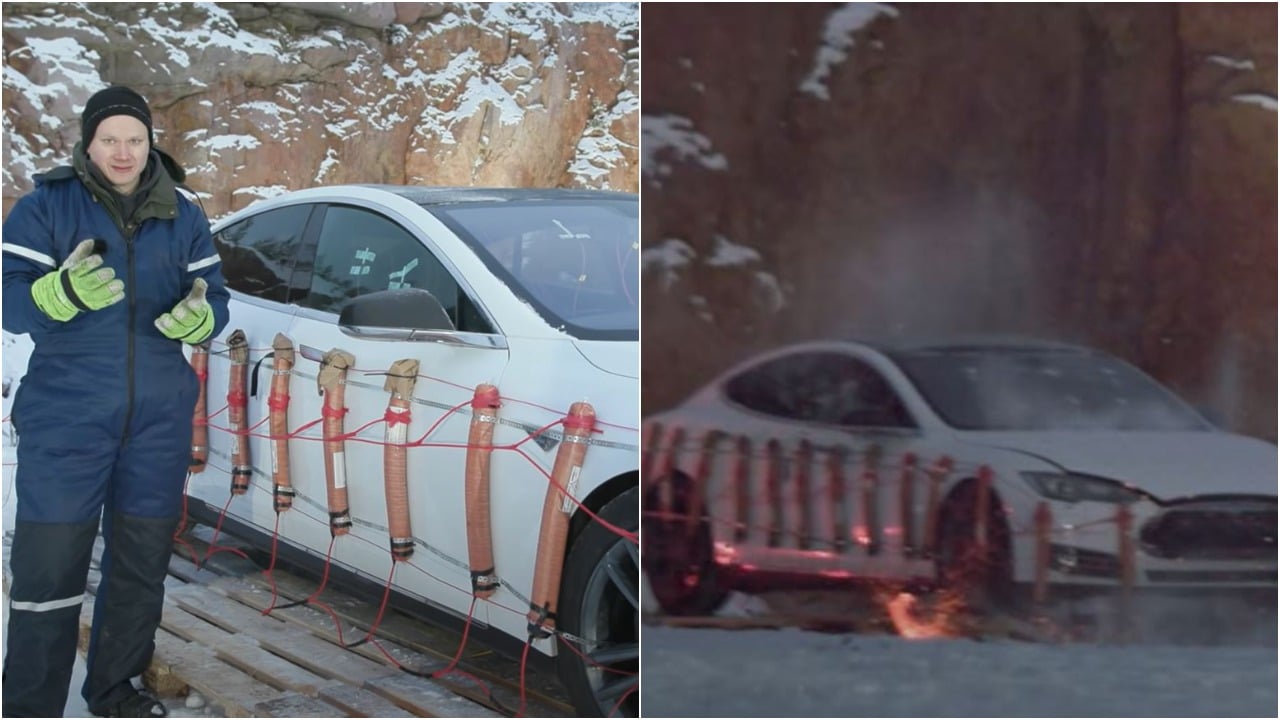 Youtuber hace explotar un carro Tesla y video es viral