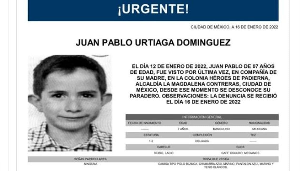 Activan Alerta Amber para localizar a Juan Pablo Urtiaga Domínguez