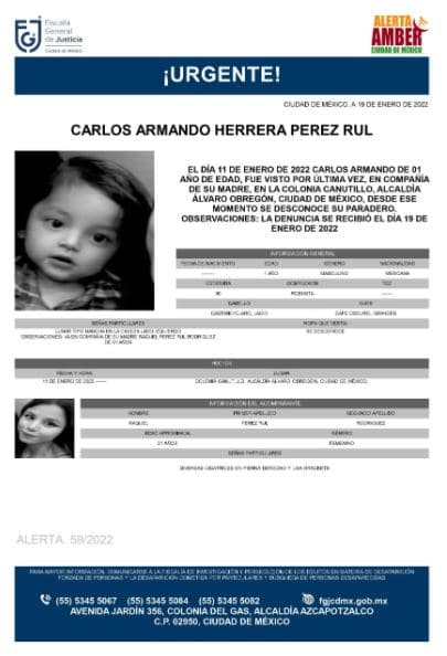 Activan Alerta Amber para localizar a Carlos Armando Herrera Pérez Rul