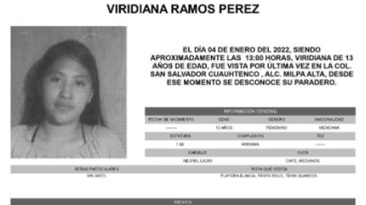 Activan Alerta Amber para localizar a Viridiana Ramos Pérez