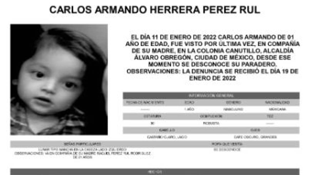 Activan Alerta Amber para localizar a Carlos Armando Herrera Pérez Rul