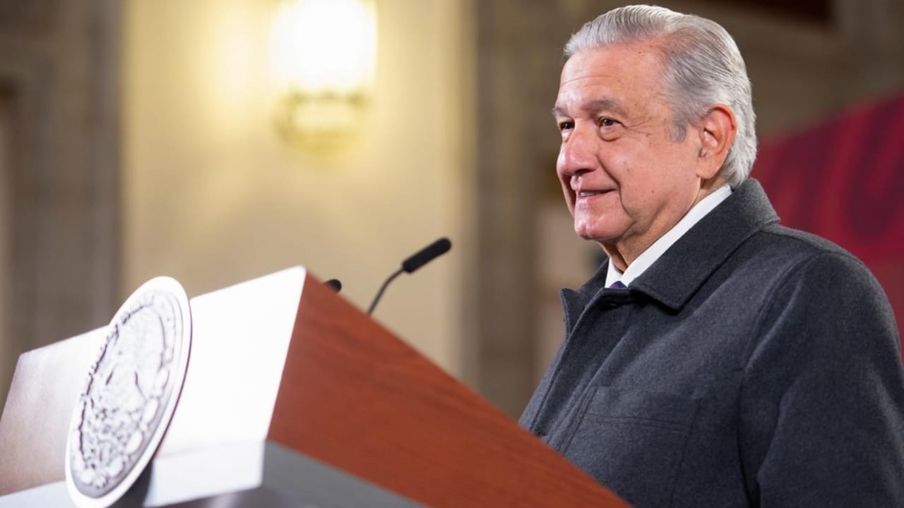 Andrés Manuel López Obrador, presidente de México durante la conferencia matutina en Palacio Nacional. Fuente: