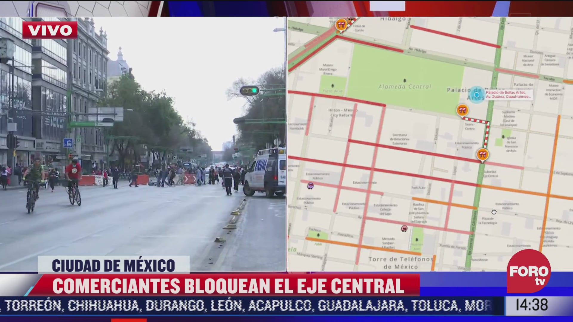 comerciantes bloquean eje central y avenida juarez