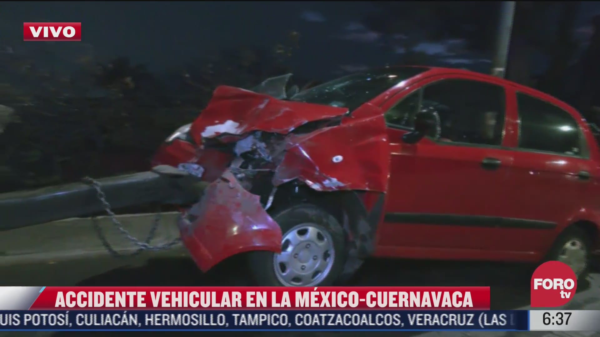 dos lesionados por accidente vehicular en la carretera mexico cuernavaca