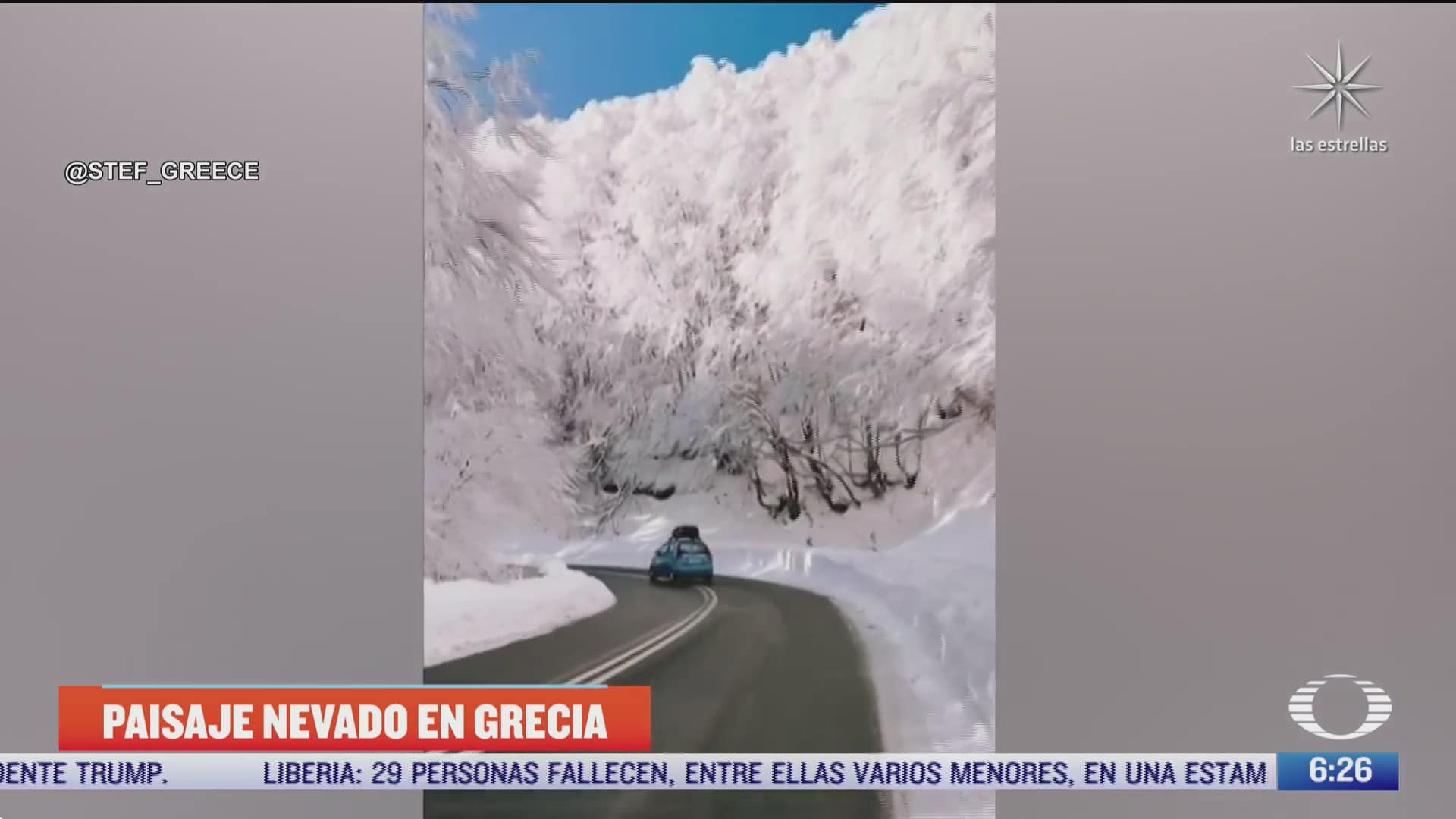 laderas y arboles lucen cubiertos de nieve en grecia