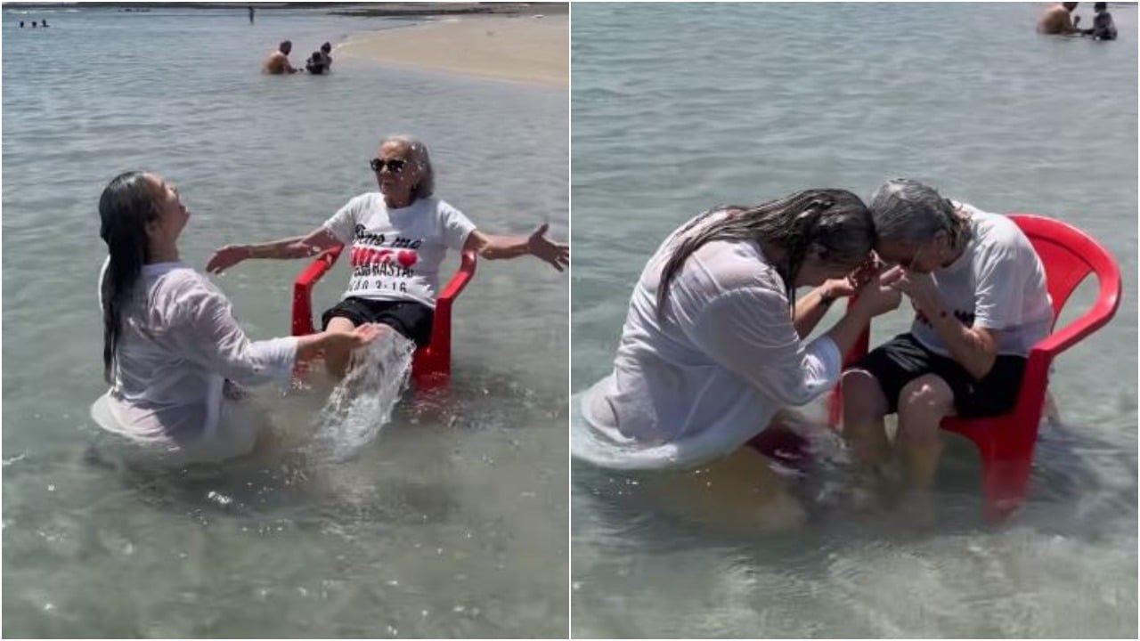 Nieta lleva a su abuela a conocer el mar y video se hace viral