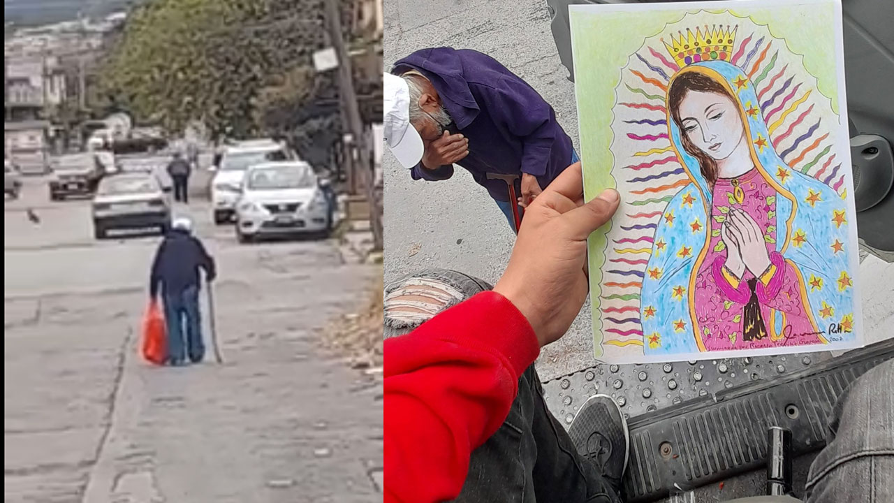 Nuevo León: Abuelito vende dibujos llevar leche a nietos