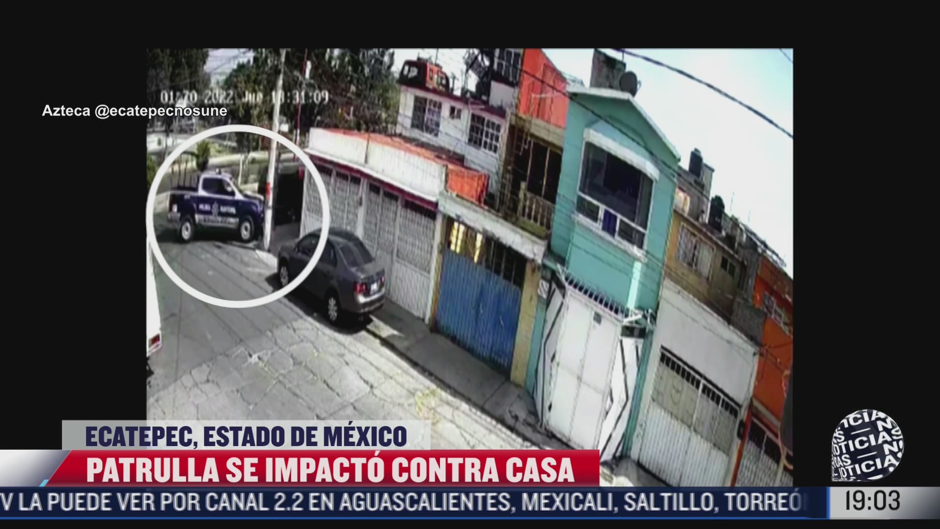 patrulla se impacta contra casa en ciudad azteca ecatepec
