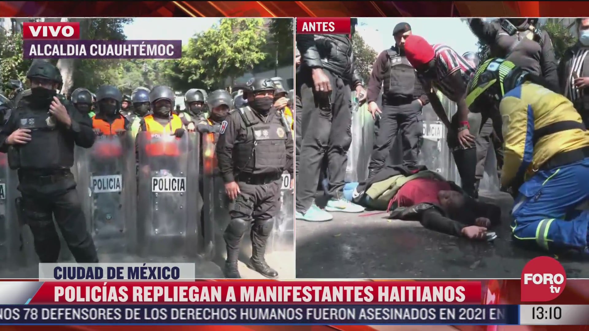 policias repliegan a migrantes haitianos