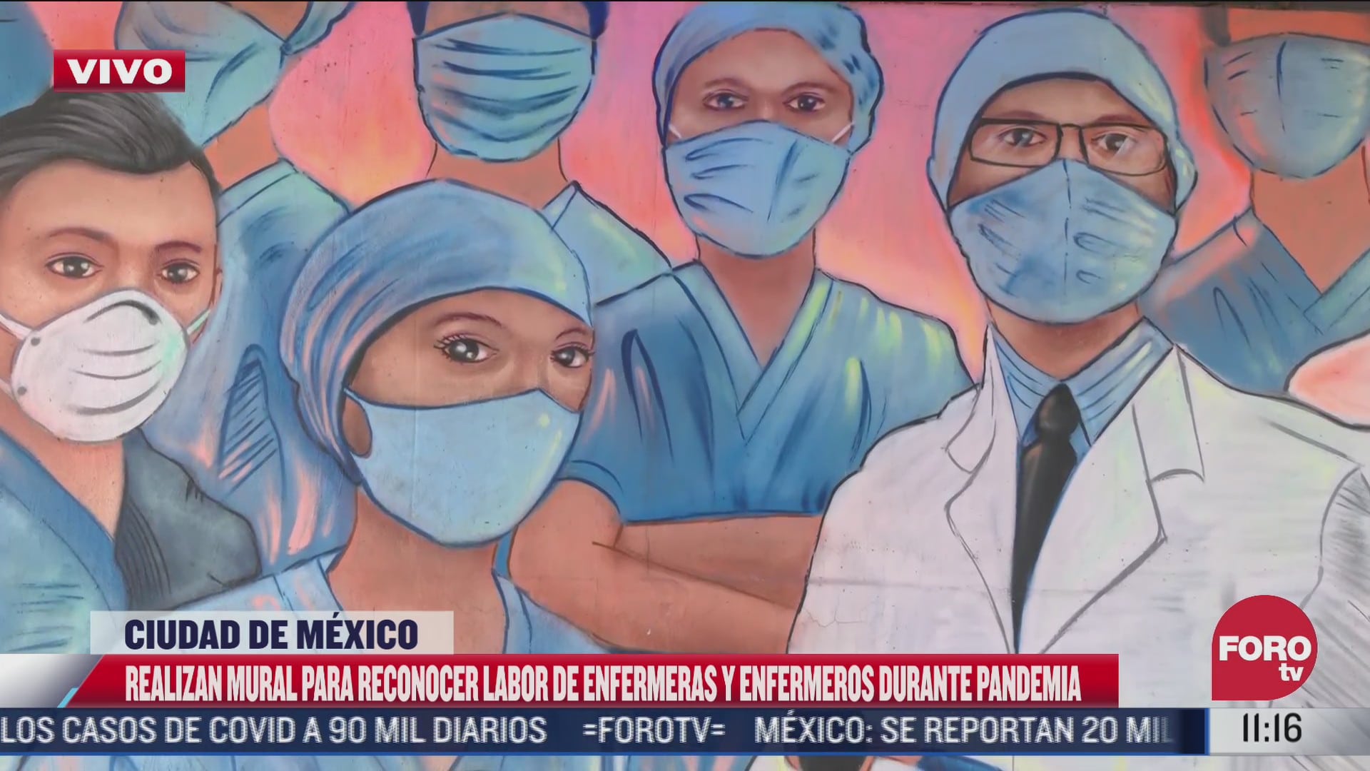 realizan mural para reconocer labor de personal de enfermeria en cdmx