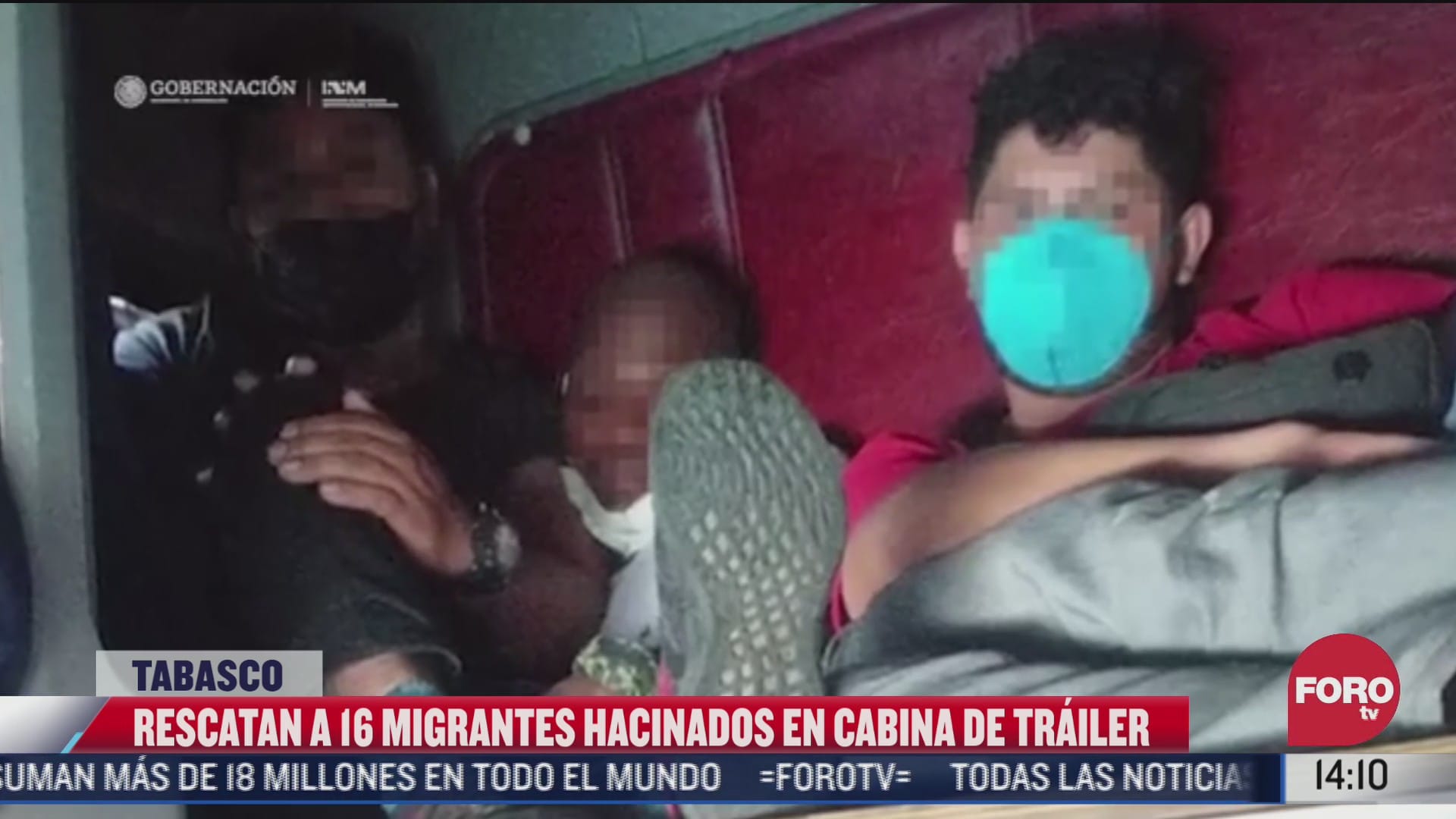 rescatan a 16 migrantes hacinados en la cabina de un trailer en tabasco