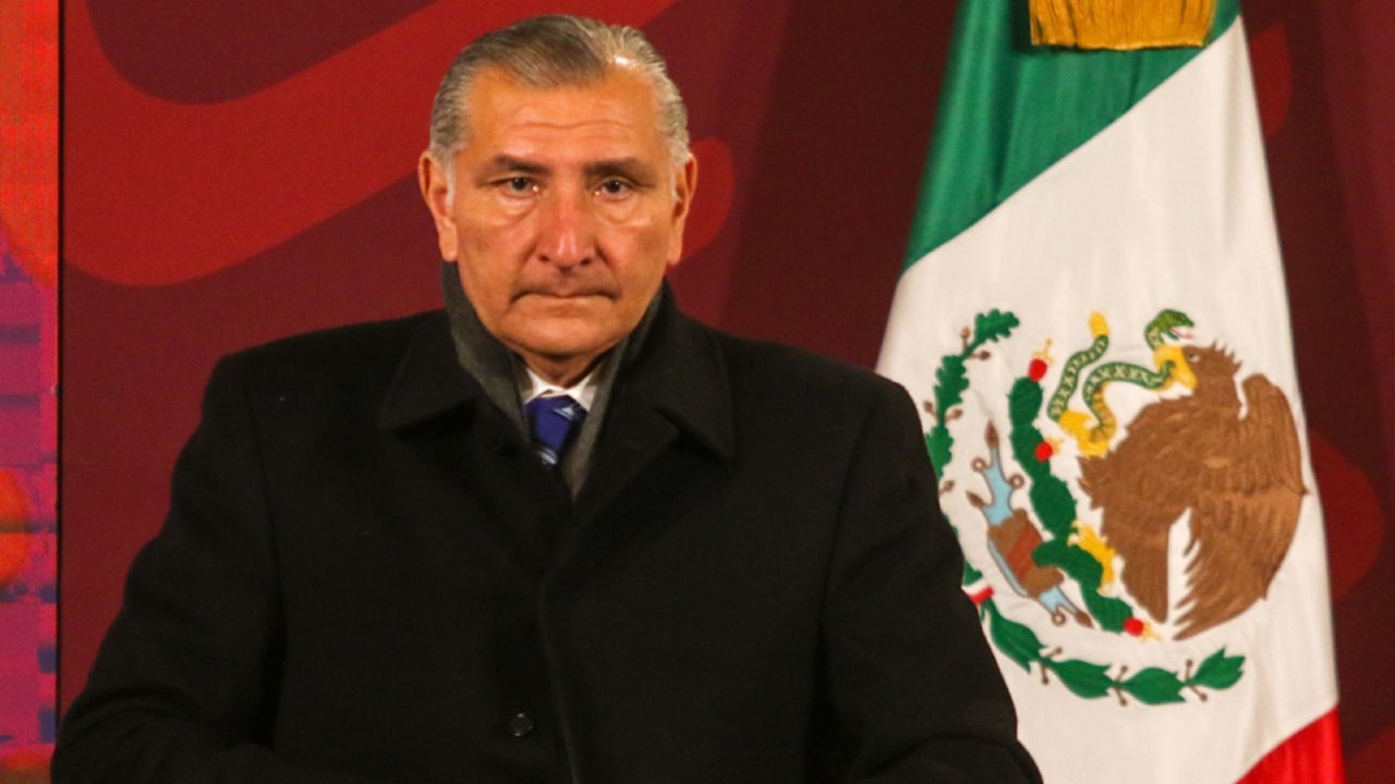 El secretario de Gobernación, Adán Augusto López Hernández, encabeza la conferencia mañanera de la Presidencia de la República