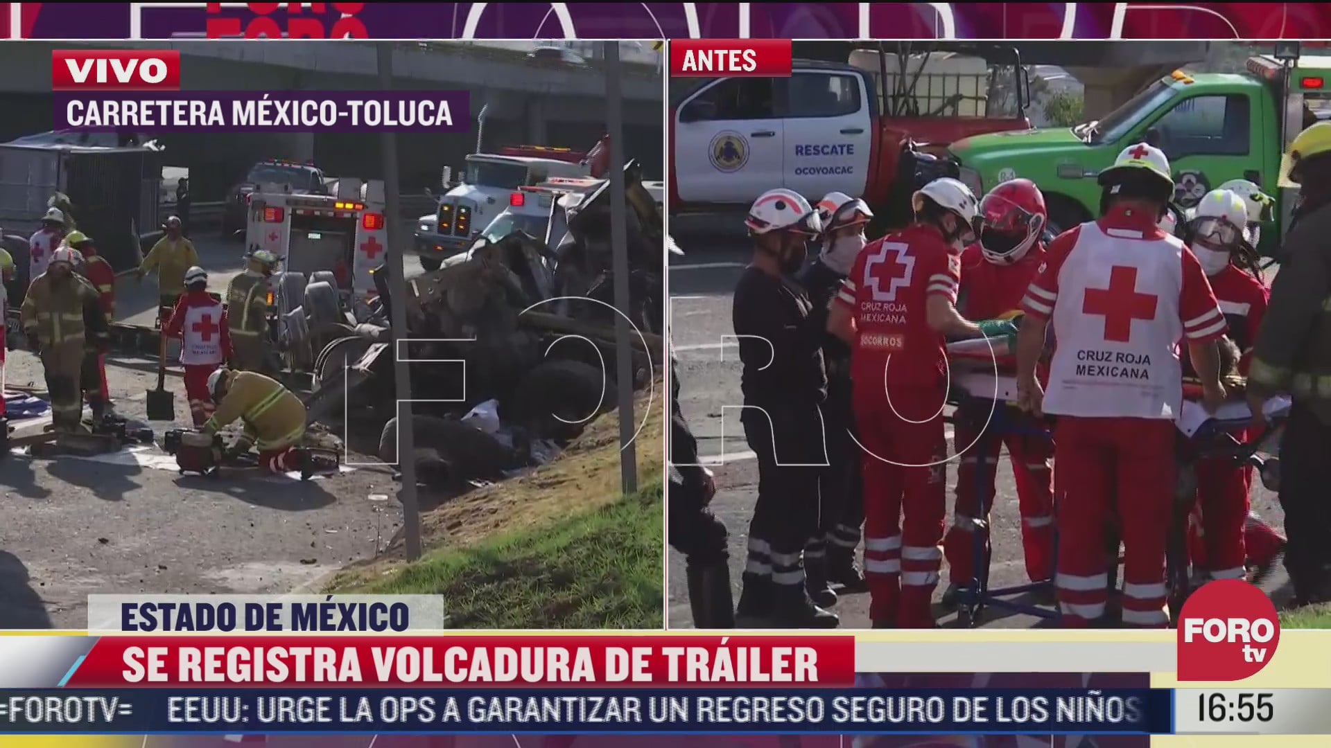 trailer sufre volcadura en la autopista mexico toluca