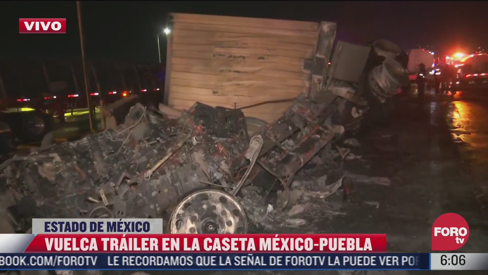 vuelca y se incendia trailer en la autopista mexico puebla