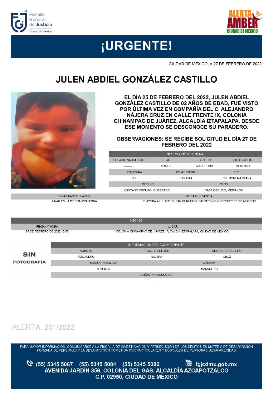 Activan Alerta Amber para localizar a Julen Abdiel González