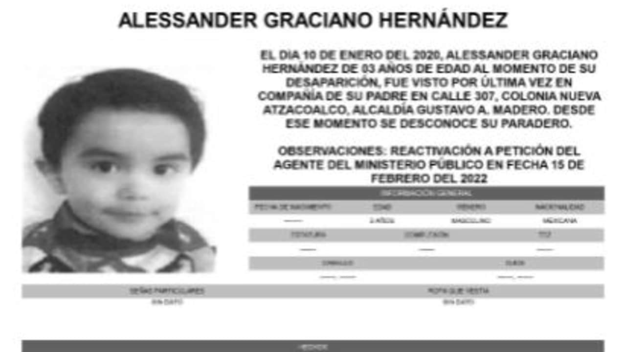 Activan Alerta Amber para localizar a Alessander Graciano Hernández