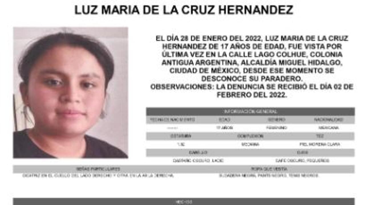 Activan Alerta Amber para localizar a Luz María de la Cruz Hernández