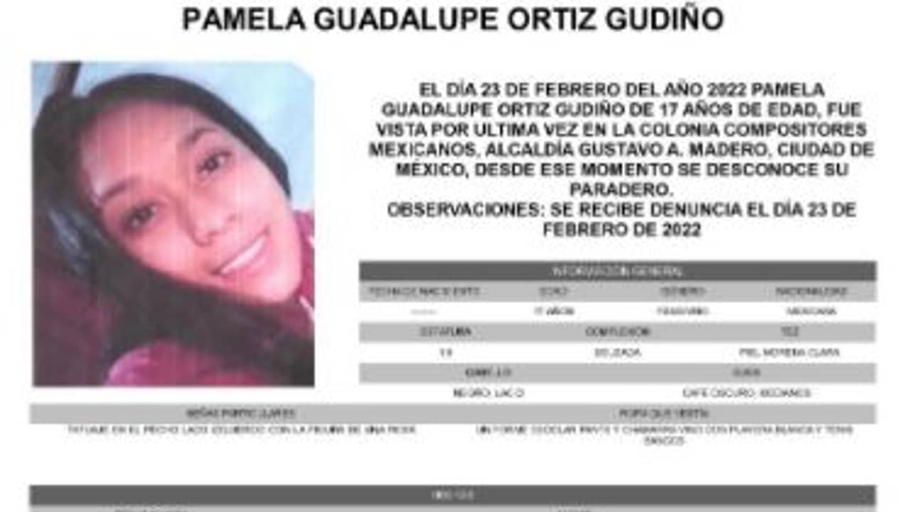 Activan Alerta Amber para localizar a Pamela Guadalupe Ortiz Gudiño