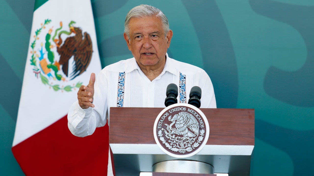Andrés Manuel López Obrador, presidente de México durante su conferencia mañanera. desde Colima