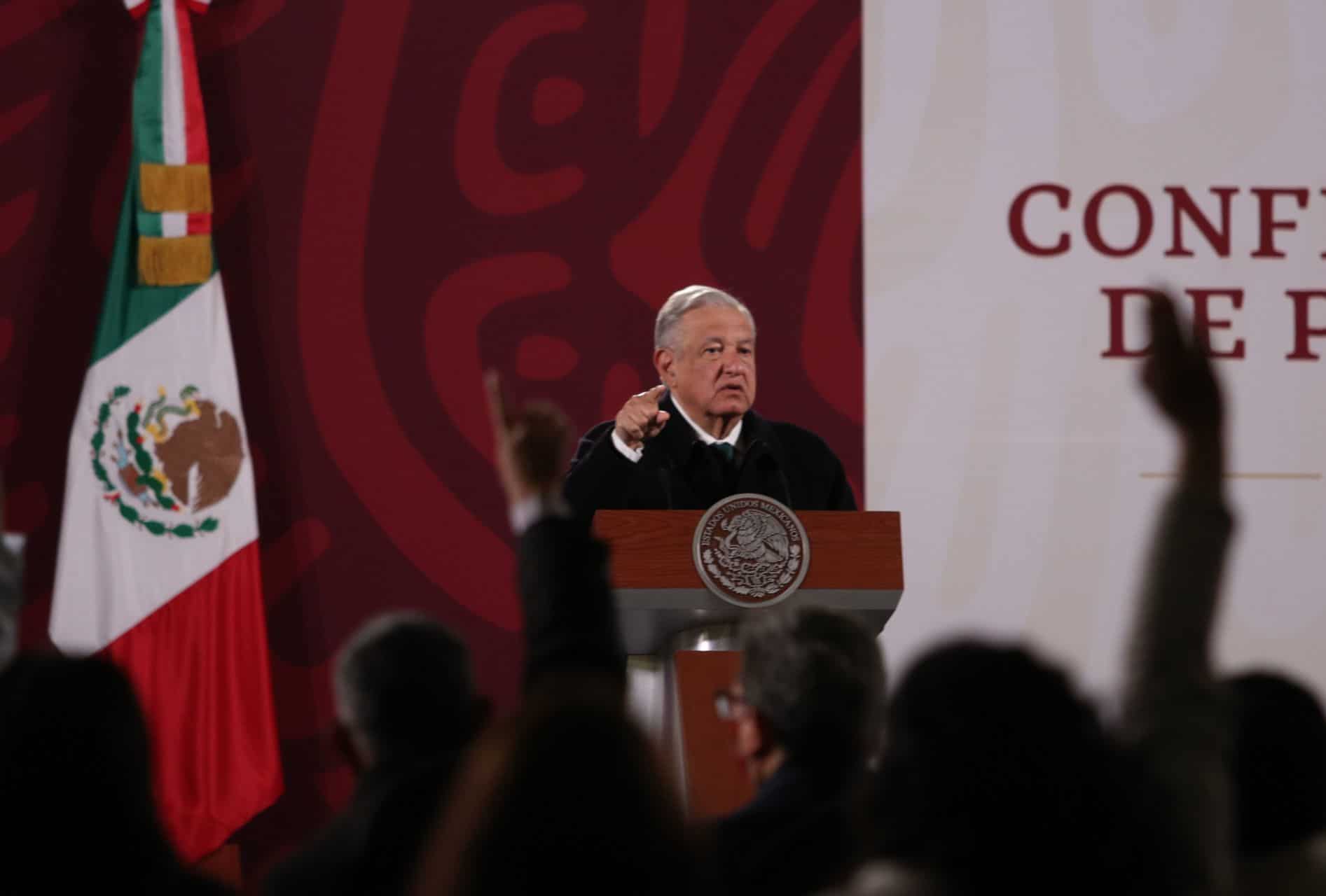 Andrés Manuel López Obrador, presidente de México durante la conferencia matutina en Palacio Nacional.