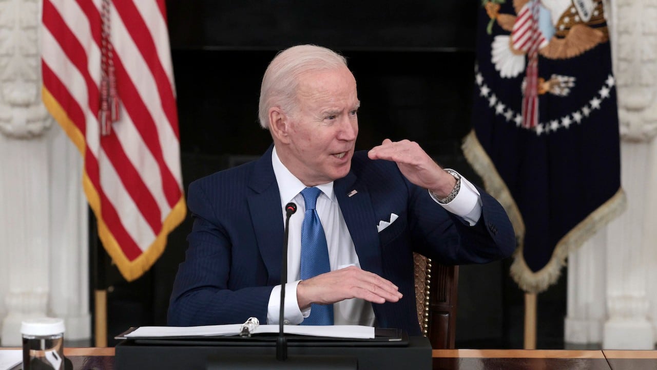 El presidente de Estados Unidos, Joe Biden, 9 de febrero de 2022 (Getty Images)