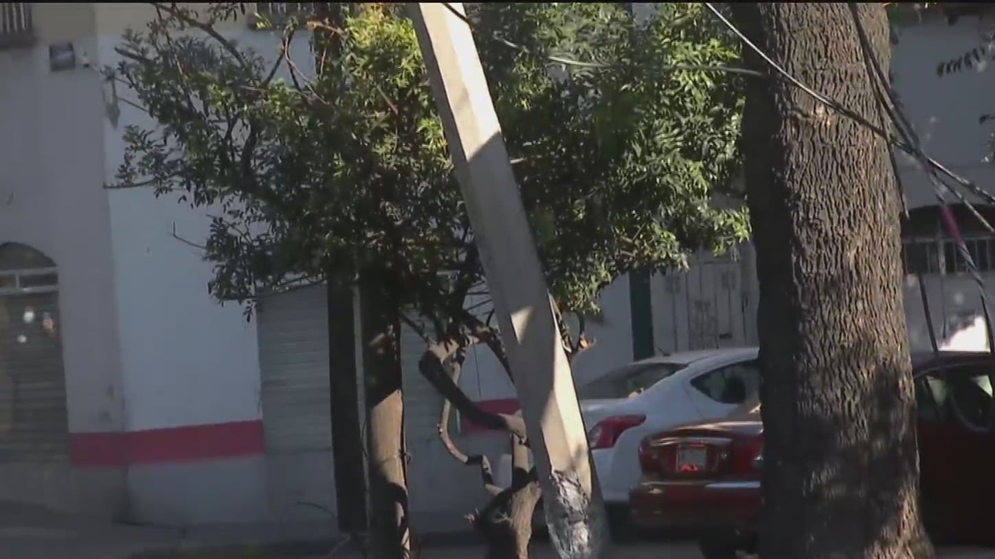 caida de dos postes provoca trafico en avenida ejercito nacional cdmx