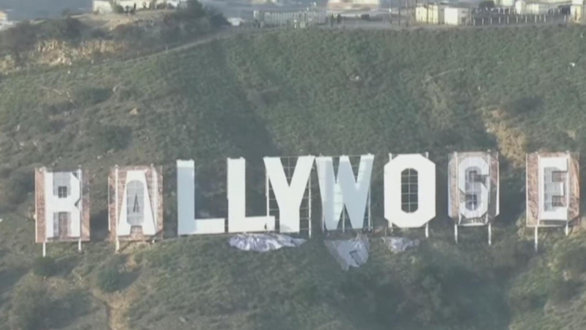 cambian iconico letrero de hollywood en homenaje a los rams