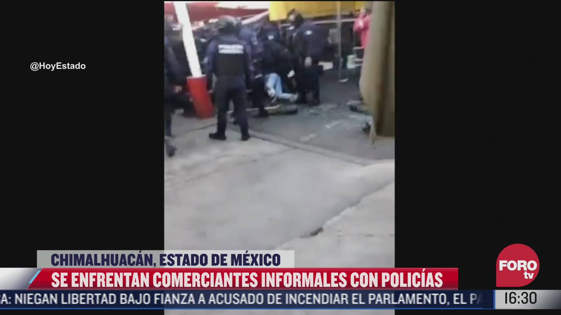 comerciantes se enfrentan con policias en chimalhuacan