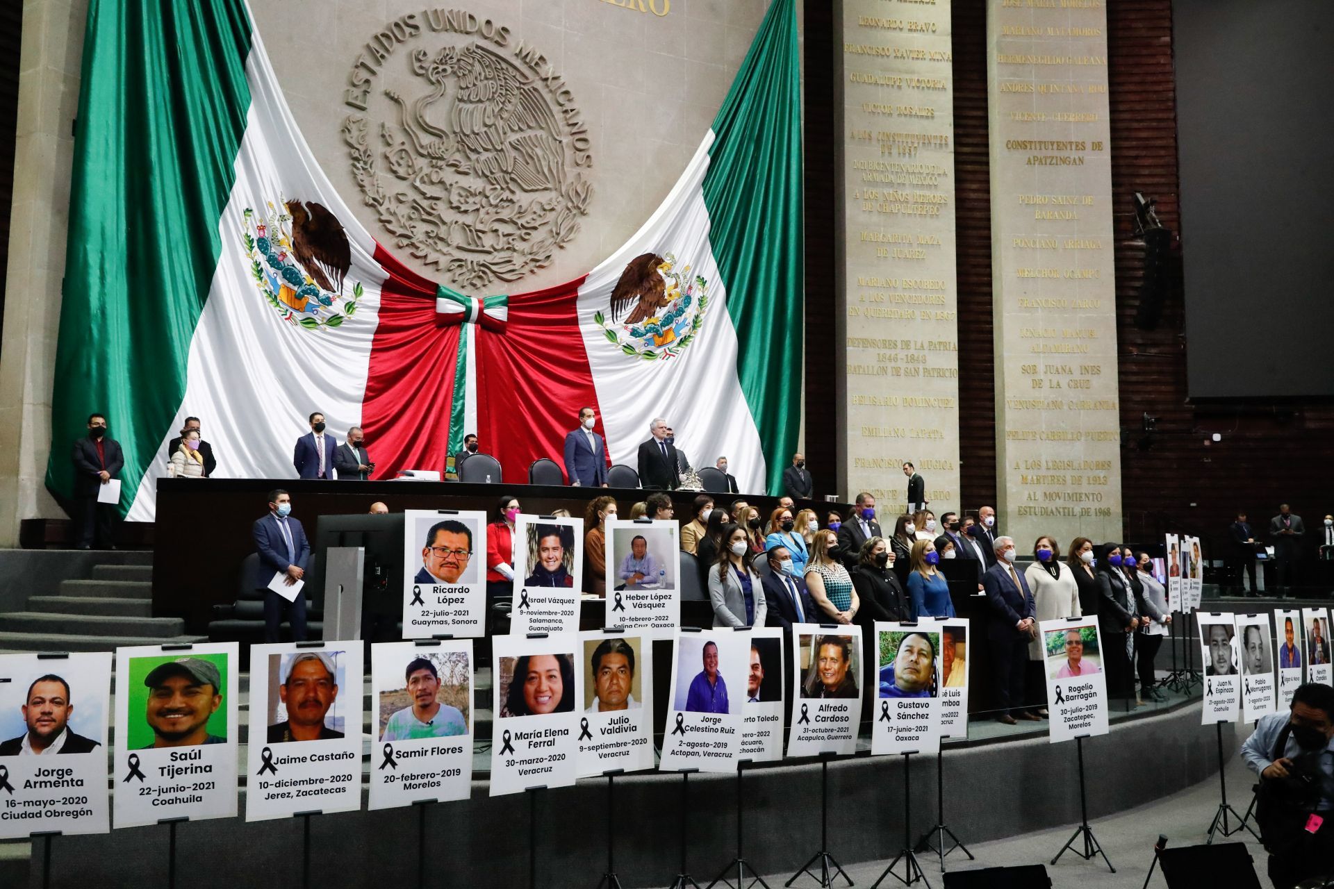 Diputados mostraron fotografías de periodistas que han sido asesinados desde 2018 en México (Cuartoscuro)