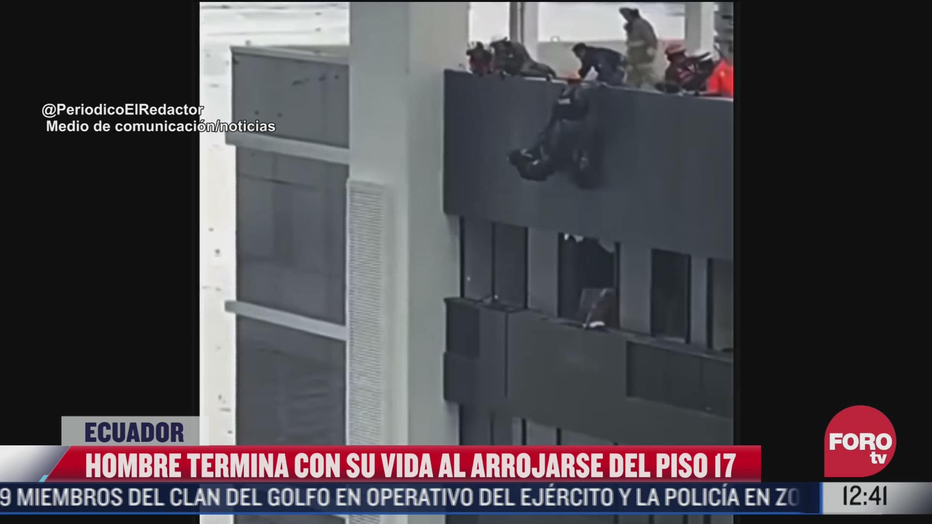 hombre se suicida lanzandose del piso 17 de un hotel en ecuador