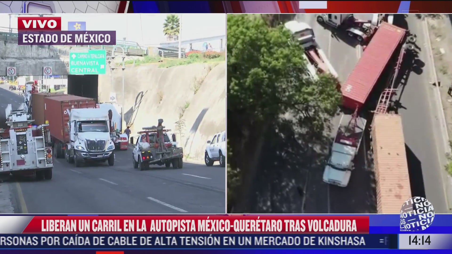 liberan un carril de la autopista mexico queretaro continuan trabajos para retirar trailer volcado