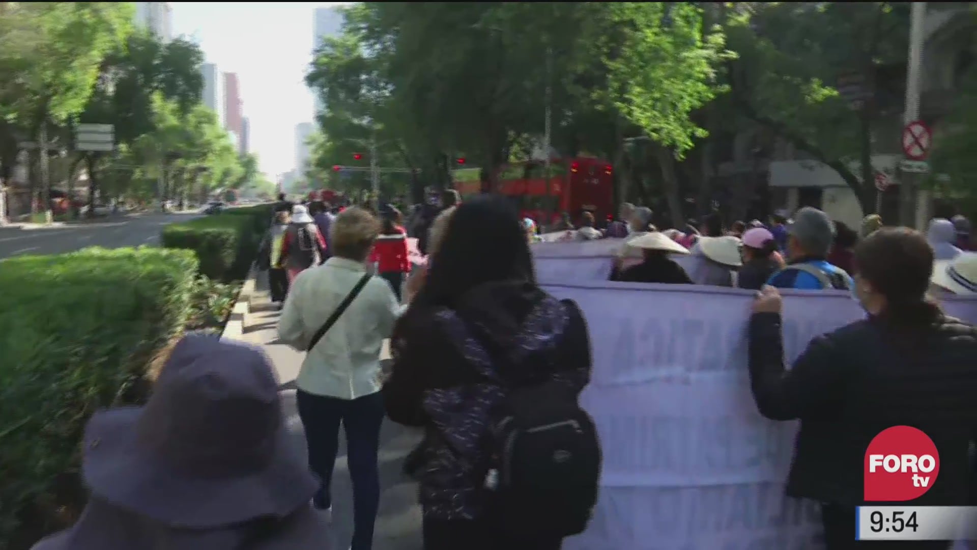 manifestantes realizan marcha sobre avenida paseo de la reforma