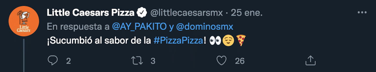 Pizzería Little Caesars Reacción Twitter