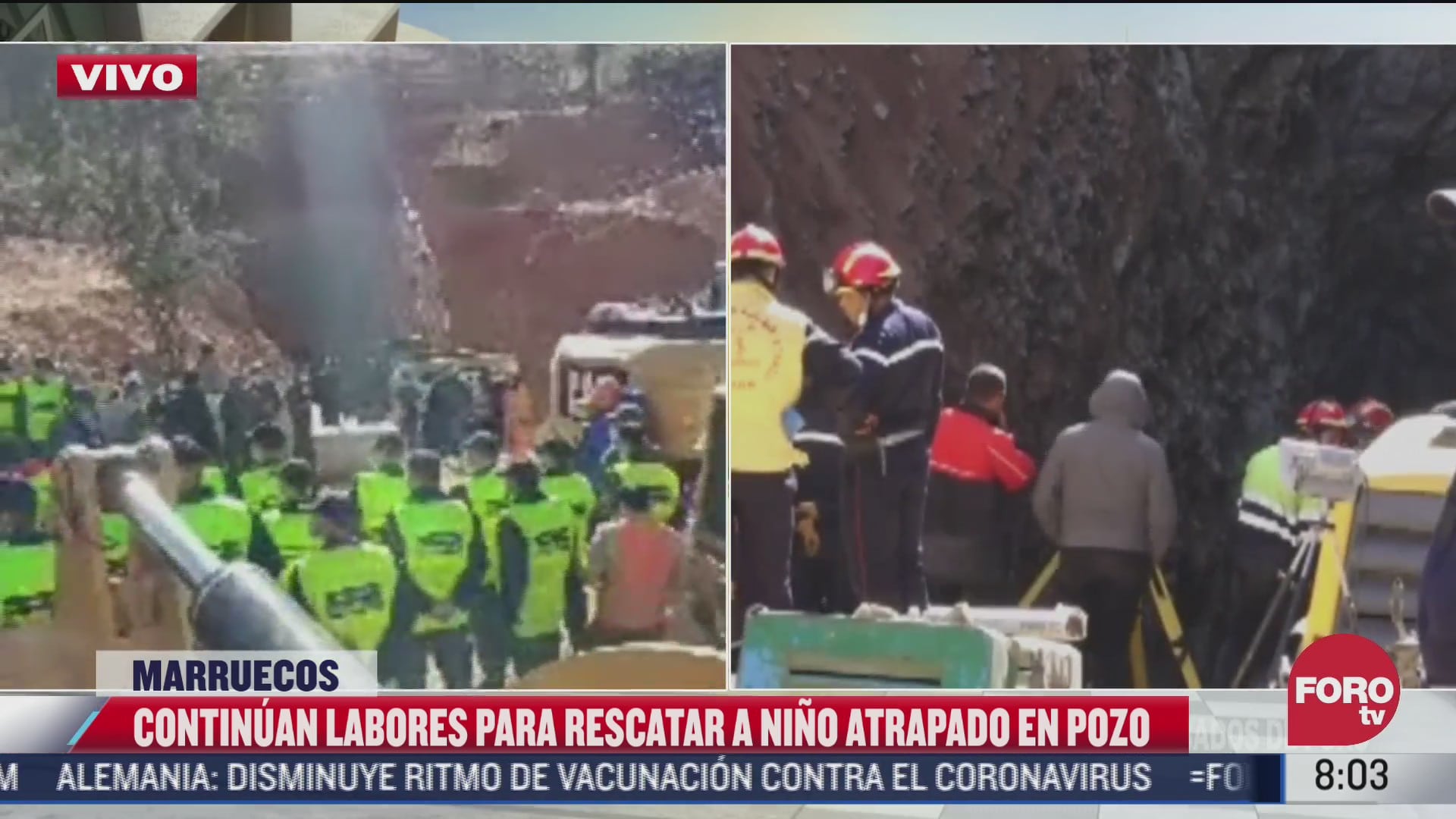 rescatistas continuan trabajando para liberar a nino atrapado en pozo en marruecos