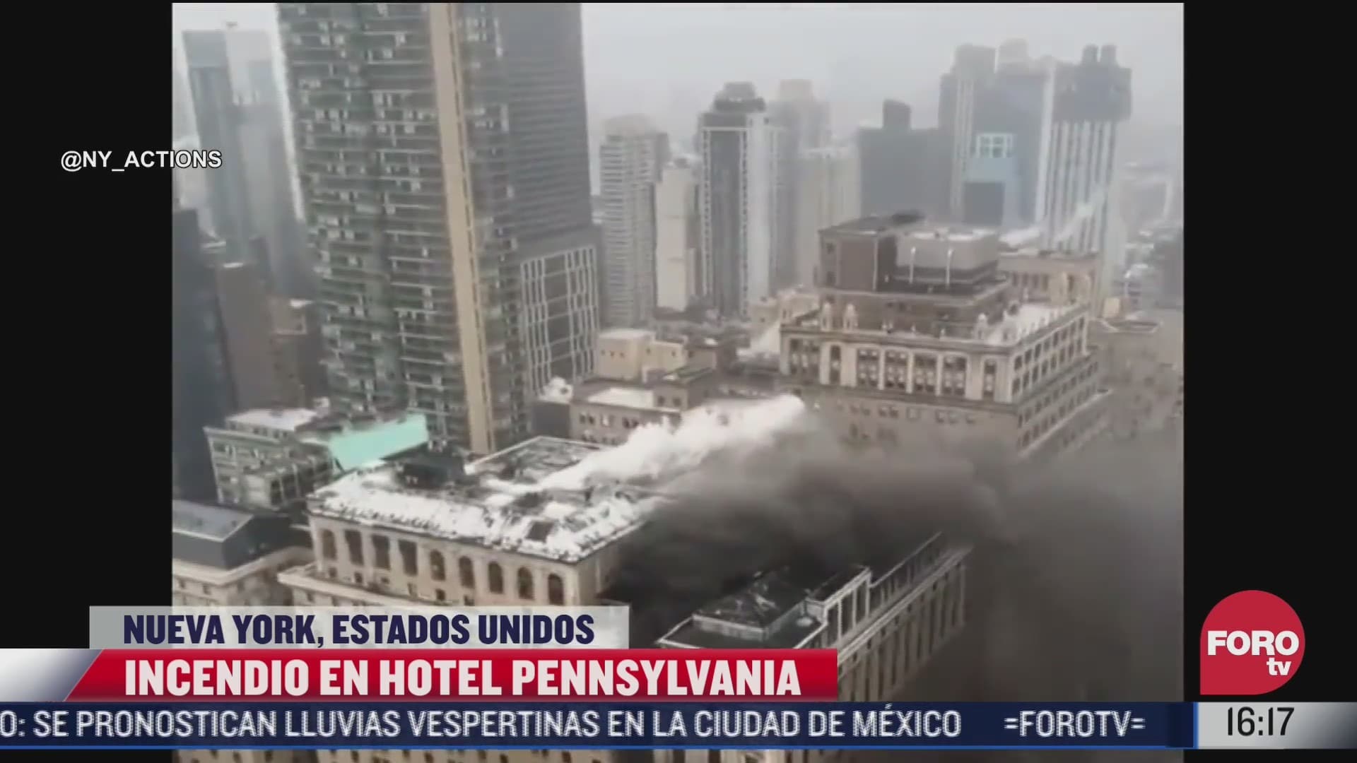 Graban incendio de hotel en Nueva York