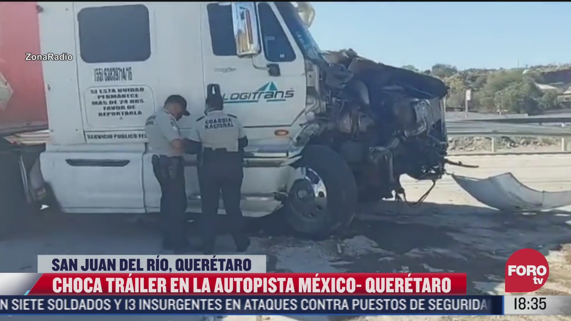 trailer se impacta en la autopista mexico queretaro