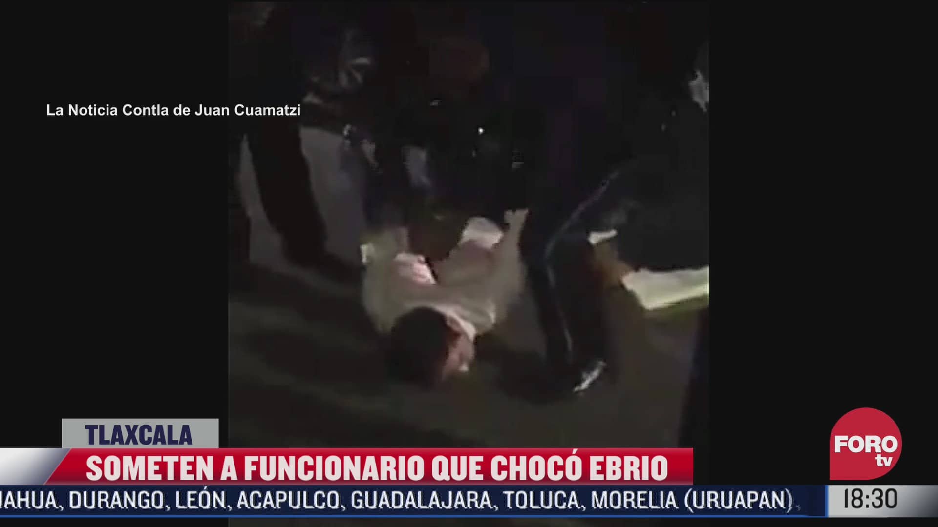 video someten a funcionario que choco ebrio en tlaxcala