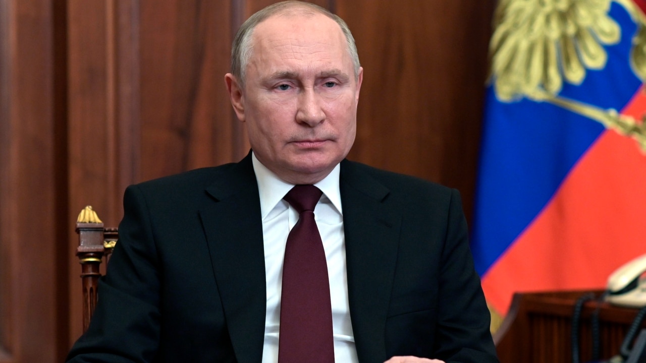 El presidente de Rusia, Vladimir Putin, durante un mensaje a los ciudadanos rusos