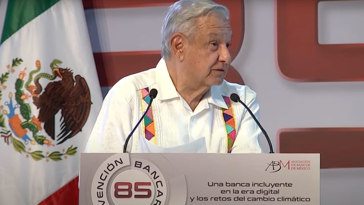 El presidente de México, Andrés Manuel López Obrador, durante la Convención Bancaria, desde Acapulco, Guerrero. 24 de marzo de 2022 (Andrés Manuel López Obrador)