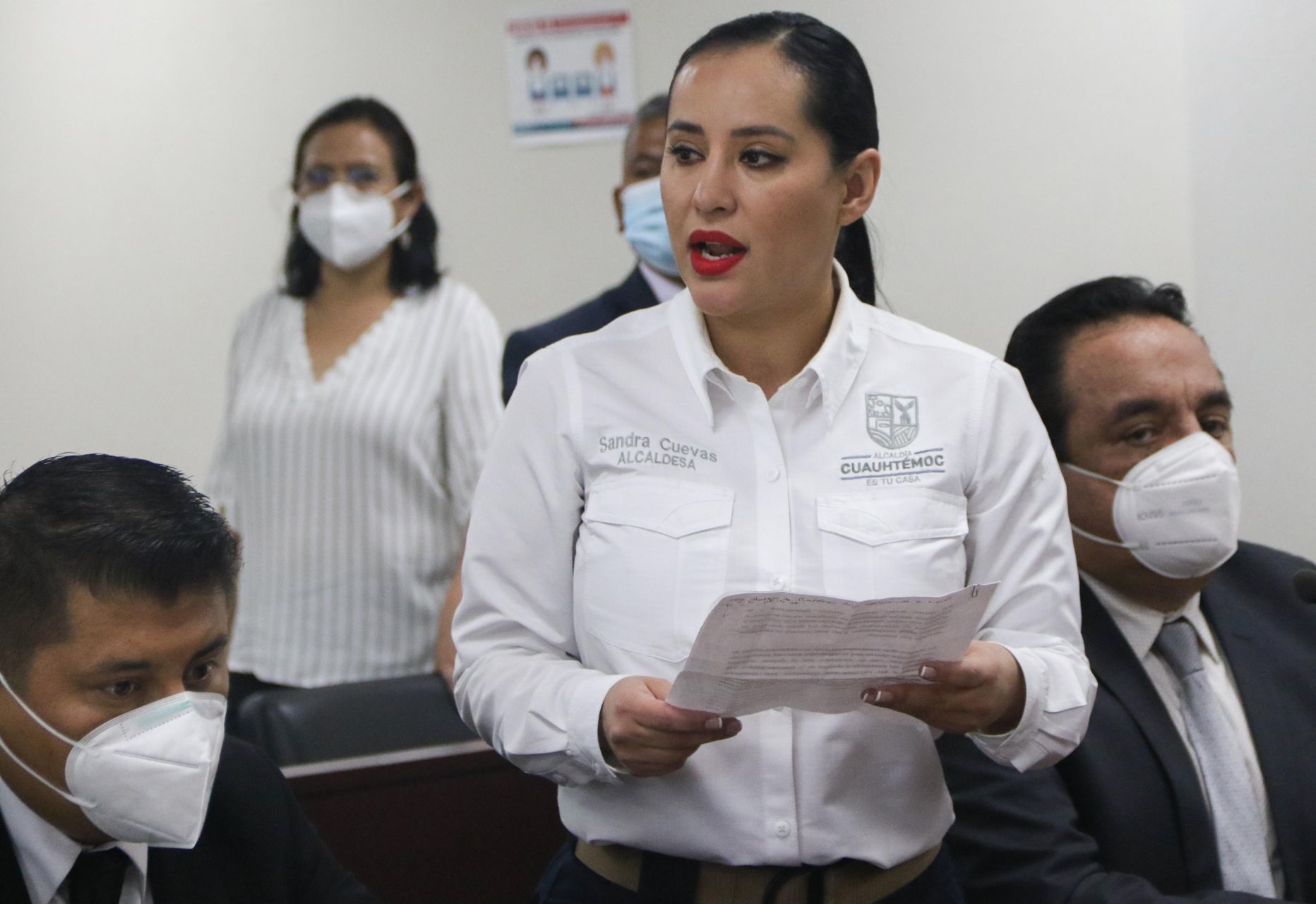 Sandra Cuevas alcaldesa de Cuauhtémoc, pide perdón a Policías en el Reclusorio Norte, 31 de marzo de 2022 (Cuartoscuro)