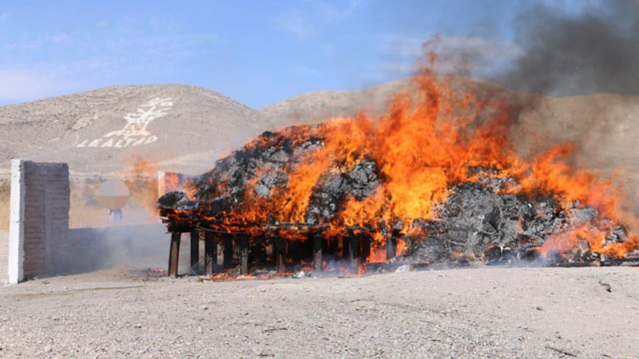 FGR incinera Incineran casi dos toneladas de marihuana y diversos narcóticos en Chihuahua