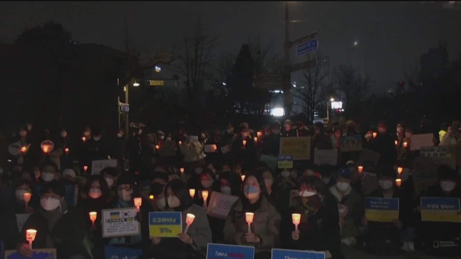 realizan vigilia en corea del sur en apoyo a ucrania