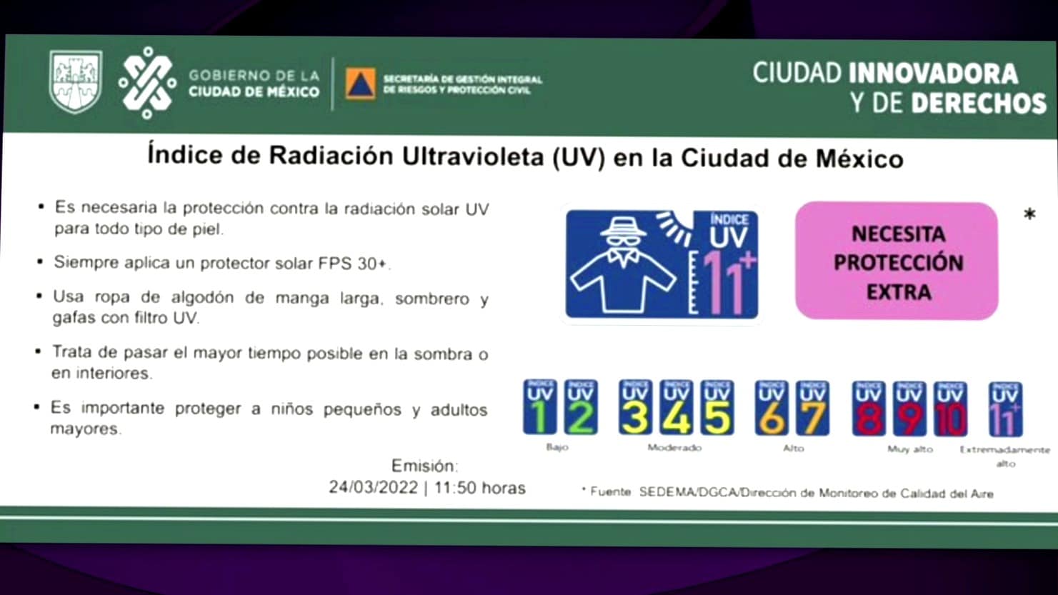 reportan altos indices de radiacion ultravioleta en la cdmx