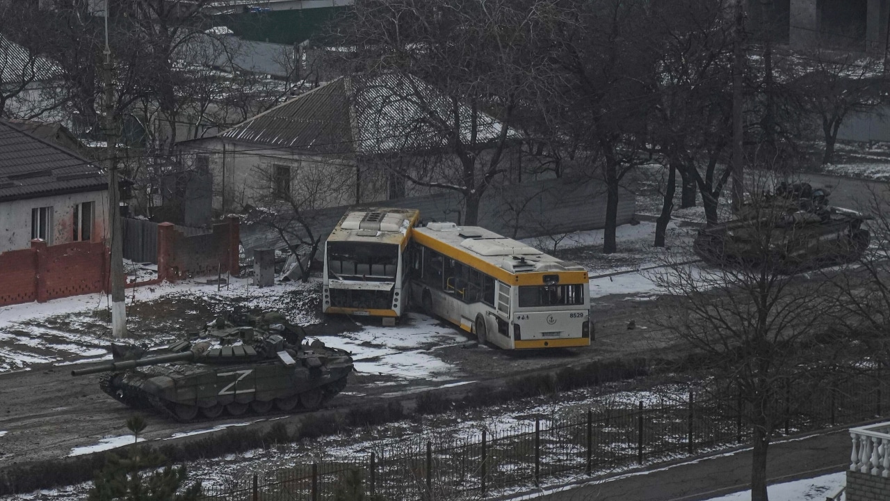 Fotografía que muestra tanques rusos en territorio de Ucrania