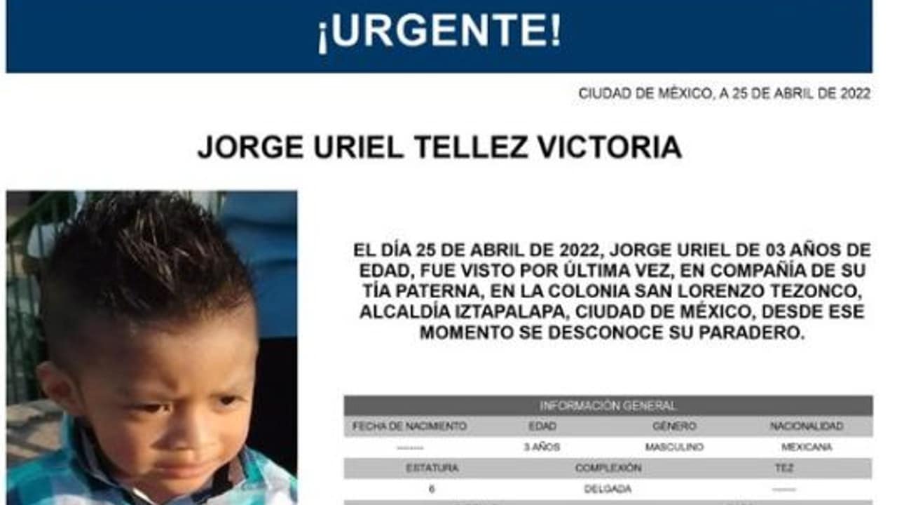 Activan Alerta Amber para localizar a Jorge Uriel Téllez Victoria