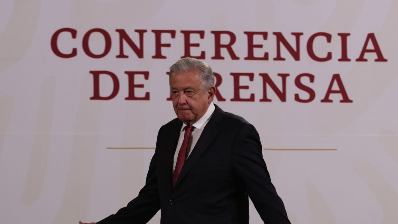 El presidente de México, Andrés Manuel López Obrador (AMLO). durante su conferencia mañanera en Palacio Nacional.
