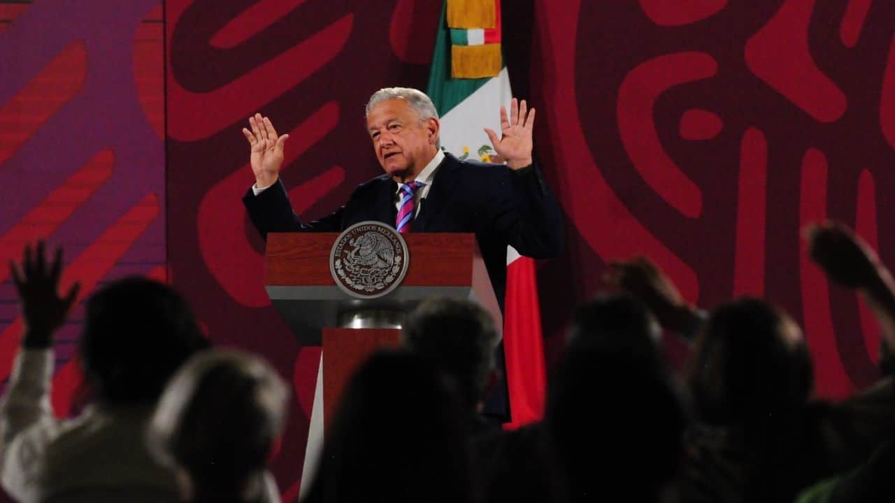 El presidente de México, Andrés Manuel López Obrador, durante la conferencia matutina en Palacio Nacional.