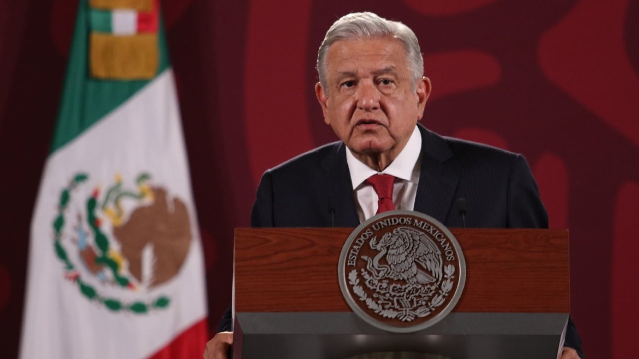 Andrés Manuel López Obrador, presidente de México durante su conferencia mañanera en Palacio Nacional.