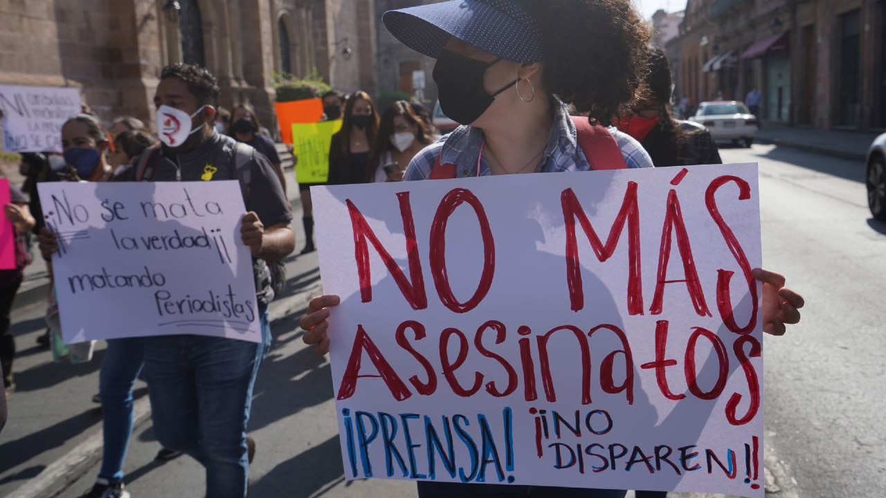 Periodistas de Michoacán se manifestaron por el asesinato de sus colegas. Fuente: Cuartoscuro, archivo